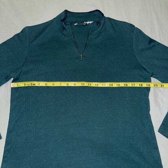 Vintage Gina Peters Women's Medium Quarter Zip Long Sleeve Top Emerald Green - Picture 4 of 8